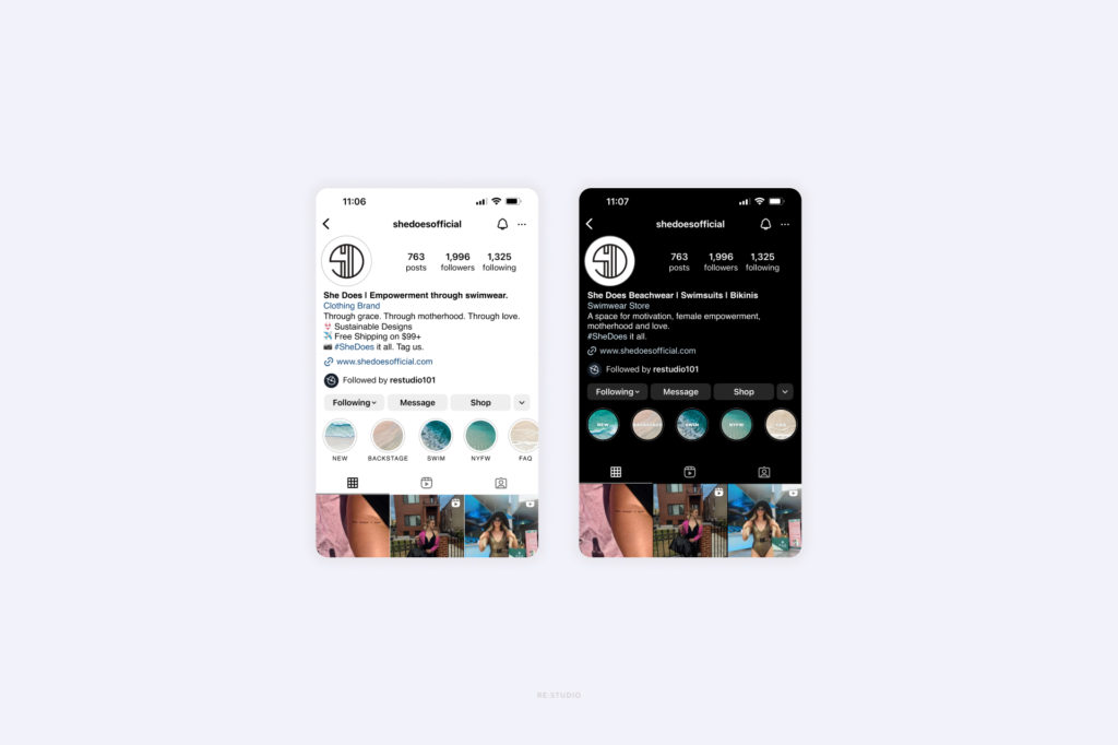 SheDoes Swimwear Instagram Story Highlight Design