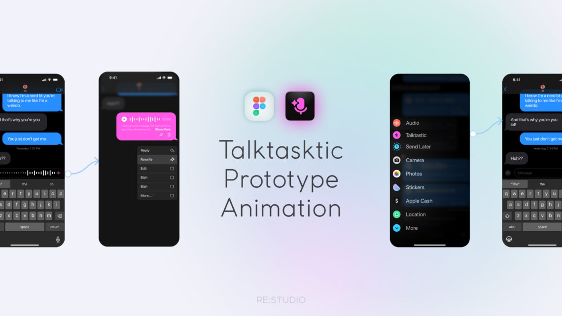 Animated pink soundwave for Talktastic iOS app prototype in Figma